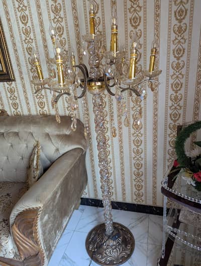 Baroque Pedestal/Floor Lamp with Crystals Hangings