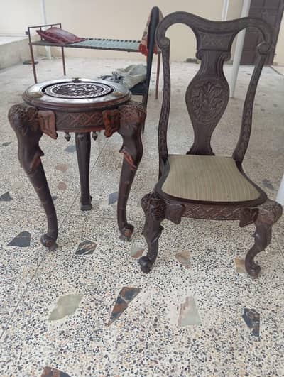 dining table antique wooden solid sheesham rare elephant brass unique