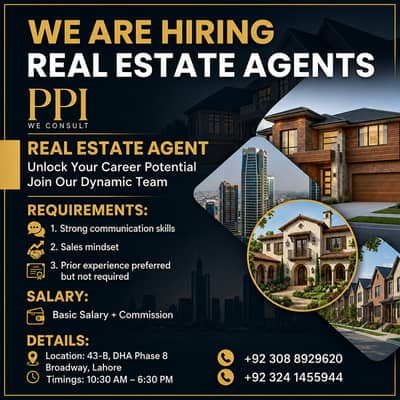 Hiring Real Estate Agents in DHA Lahore | Salary + Commission