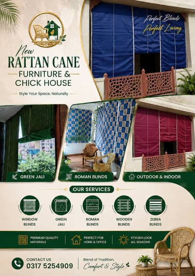 Chick bamboo blind window and green jali tarpal,wooden blinds,bamboo