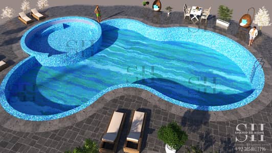 Swimming Pool with Glass Mosaic Tile
