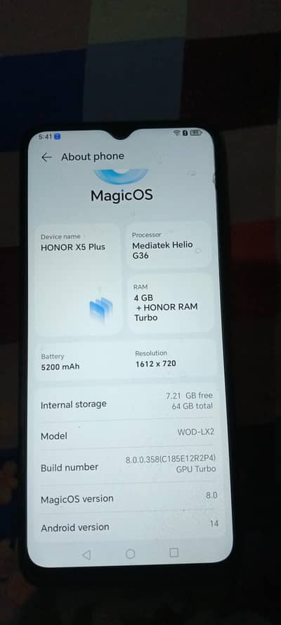 honor x5 plus 4+1 turbo/64