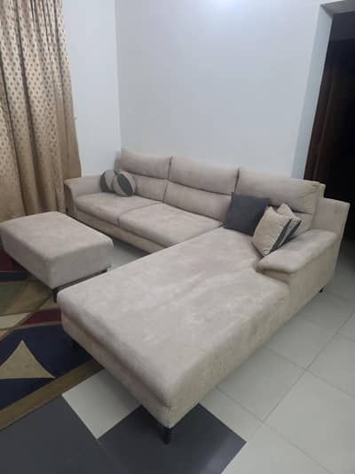 L-Shape Sofa Set with Ottoman – For Sale 