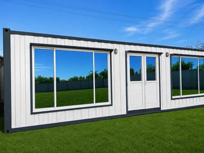 Marketing Office Container with Glass Front readymade toilets prefab