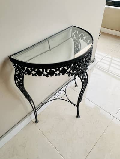 Iron glass console table