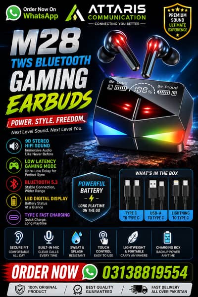 M90 Pro TWS Bluetooth 5.3 Wireless Earbuds With Touch Control