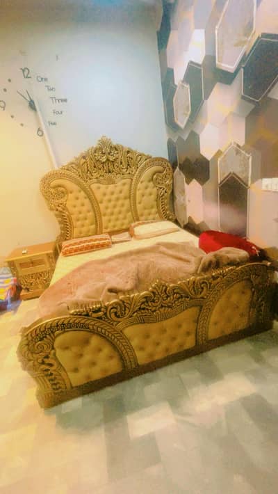 Deco paint bed set with side tables and dressing table with chair