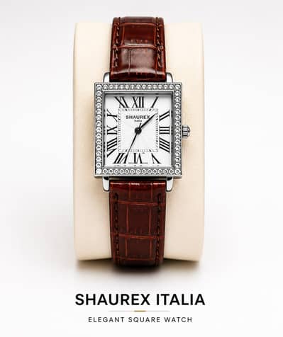SHAUREX ITALIA Elegant Square Watch – Premium Leather Strap