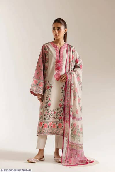 `Pink Printed 3pc Lawn Suit | Unstitched | New | Summer Wear`