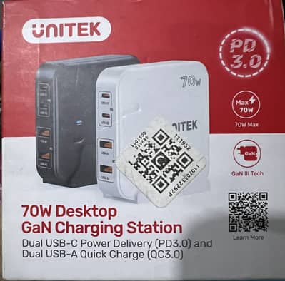 UNITEK PD 70W Desktop GaN Charging Station, 4-Port (2x USB-C 70W