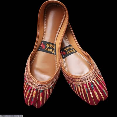Women's Velvet Embroidered Khussa Shoes Maroon