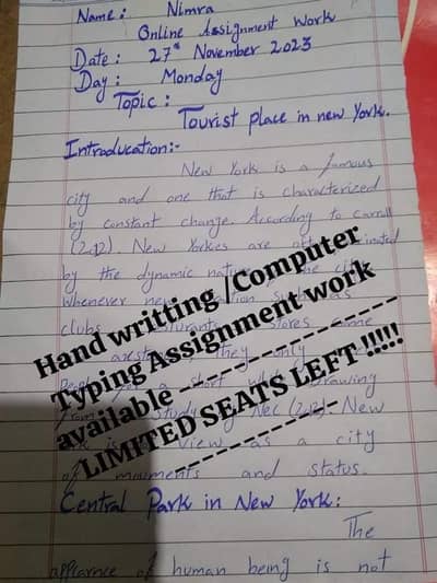 Hand Written Assignment Work Available For Male And Female