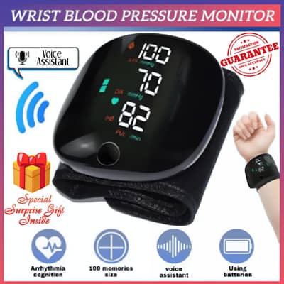 Wrist Digital Blood Pressure Machine with Voice Assistant | BP Machine
