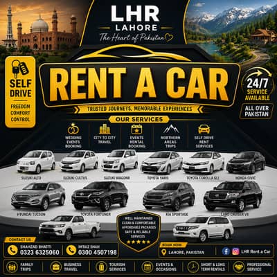 Rent a Car in Lahore/ City,Civic,Corolla,Kia,Fortuner,Parado Available