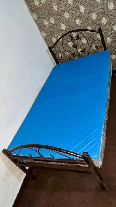 Iron Bed and High Quality Medicated Bed with Wooden Side Table,