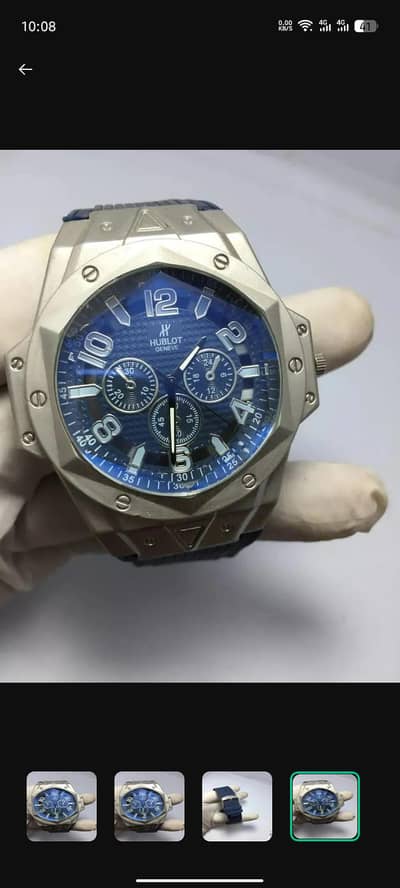 *Product Name Men's Chronograph Watch Blue Dial with Luminous Hands