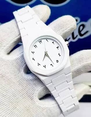 White Analog Watch with Chain Strap for Men