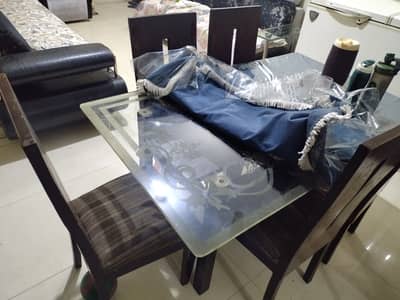 2 seater sofa and glass dining table with 6 chairs