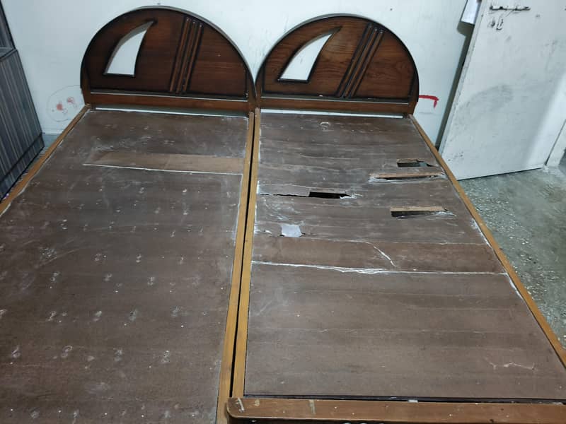 دو عدد سنگل بیڈ خالص لکڑی کے پائدار 0