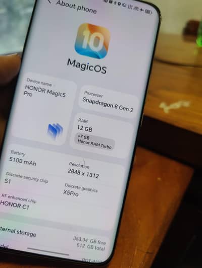 Honor magic 5 pro 12+7 512