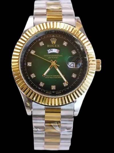 unisex green dial stainless steel watch