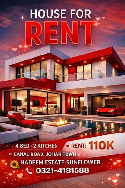 5 Marla 4 bed house for OFFICE/FAMLIY j1johar town 03214181588