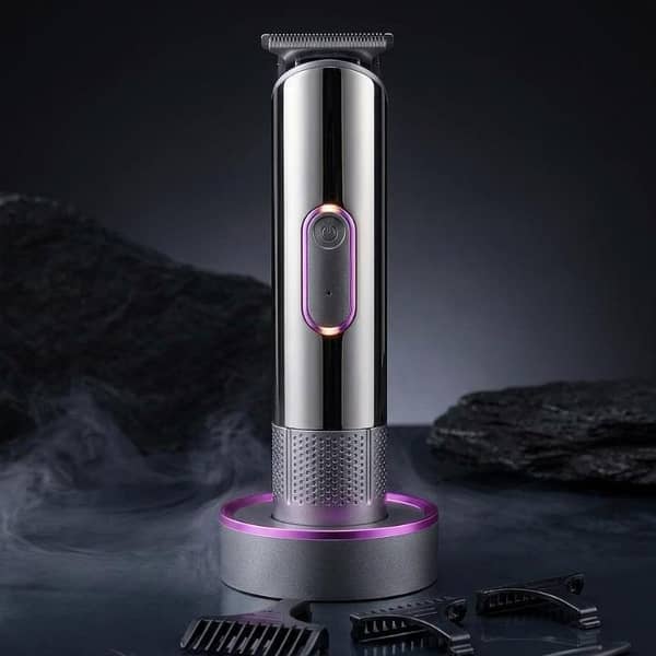 G63A Professional Hair Stylist Trimmer – Rechargeable Cordless Hair & Beard Trimmer with Charging Base and Guide Combs