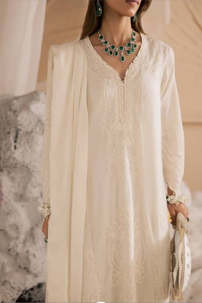 Saraabidabdullah white suit with crushed sharara