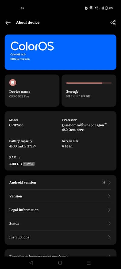oppo f21 pro 8+8/128 box + original charger