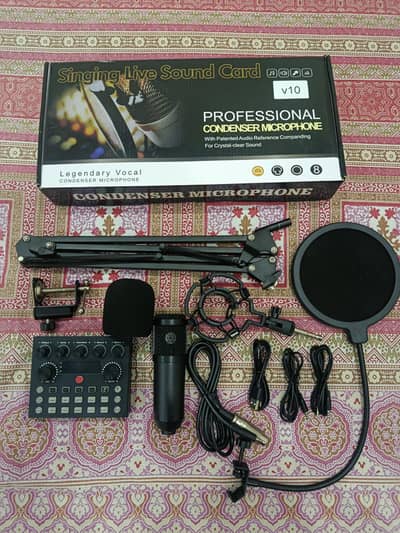 BM 800 microphone with V10 Sound Card Full Kit with Boom Arm