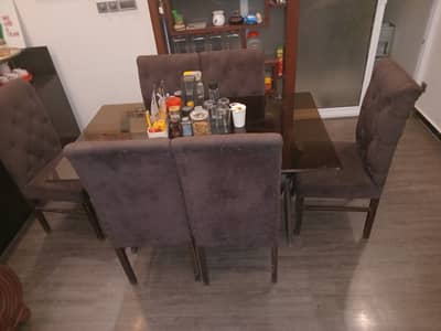 Six chairs dining table