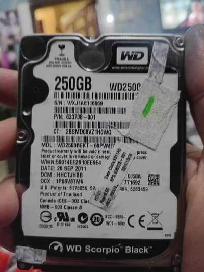 Laptop Hard Disk 250 GB 100% health