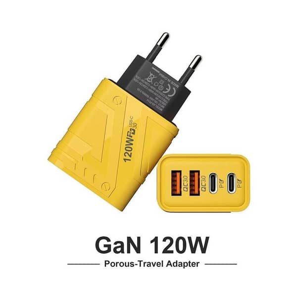 120W Fast Power Adapter Wall Charger | 4-Port 4-in-1 Quick USB Charging Plug For Smartphones & Gadgets