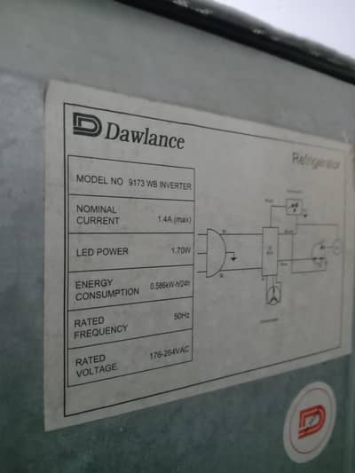 Dawlance 9173 Avante plus inverter fridge 10/10 condition