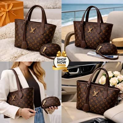 Women printed rexine hand bag set black ,brown ,off white