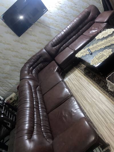 leather L shape sofa