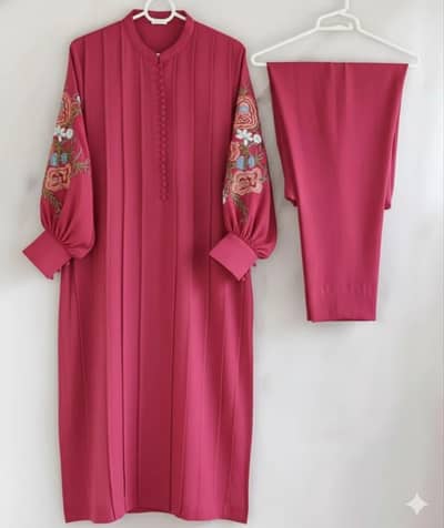 Magenta Linen 2 piece Eid Party wear