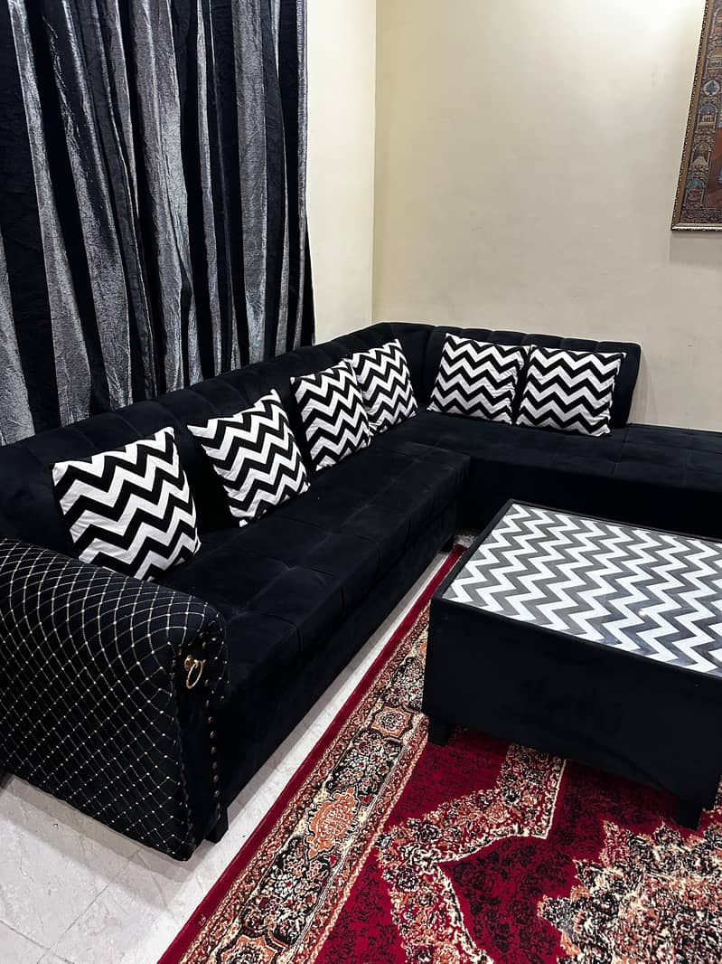L shape sofa with center table 8