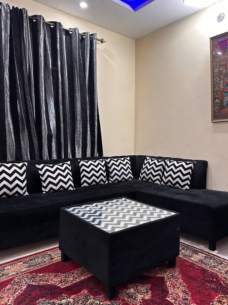 L shape sofa with center table 9