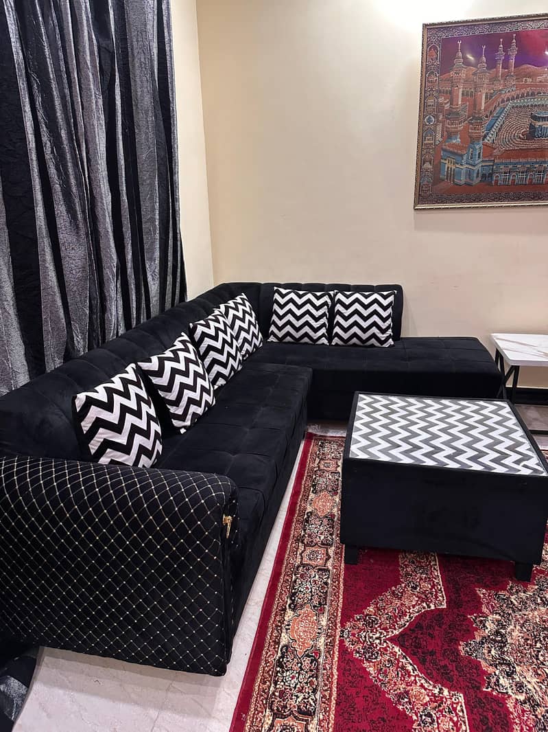 L shape sofa with center table 10