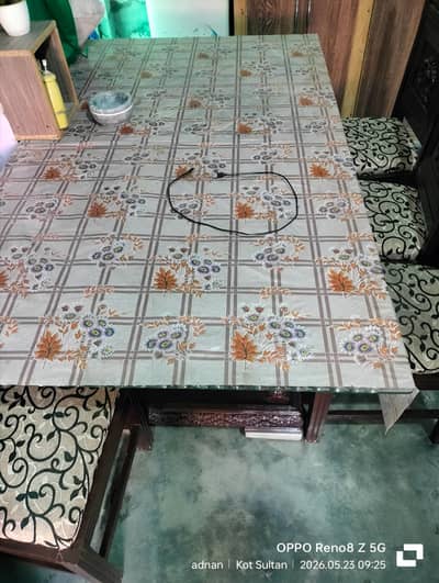 6 Chair Wooden Dining Table Set For Sale