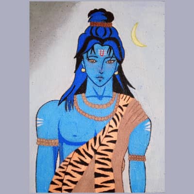 Hand-Painted Lord Shiva Acrylic Painting on Canvas (12×12)