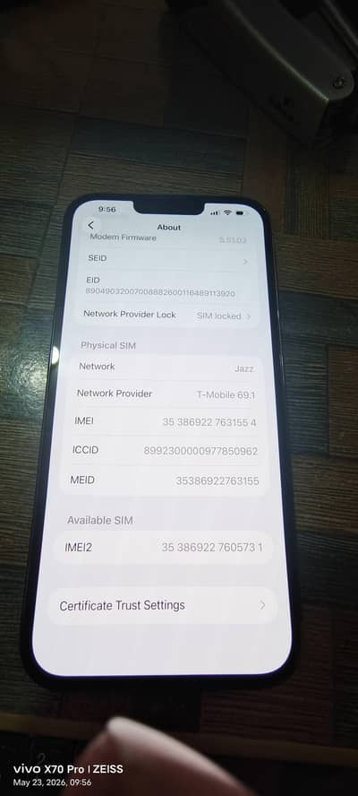 iphone 13pro max jv 10/10 LLA model  sim working with jv chip