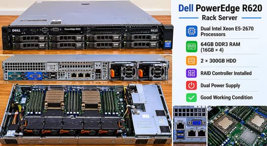Dell PowerEdge R620 Server 64GB RAM Dual Xeon