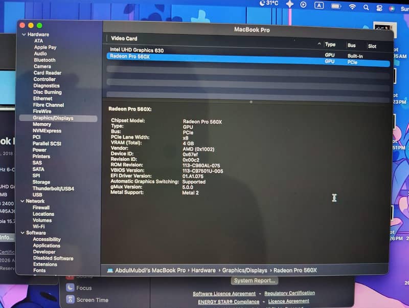 MacBook pro 2018 11