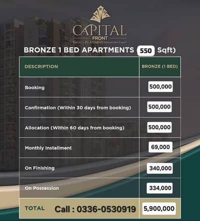1 Bed Luxury Apartment Available For Sale On 4.5 Years Instalment Plan In Top City 1 Islamabad