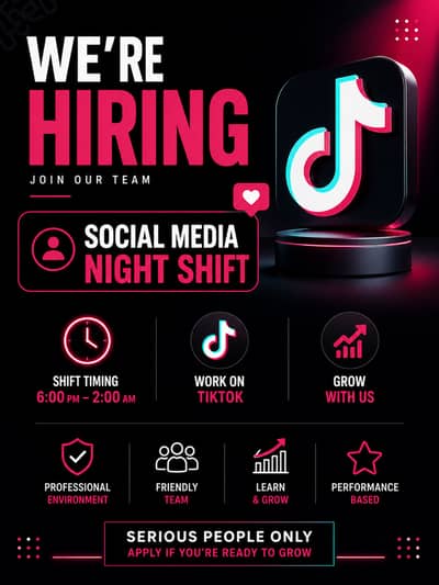 Social Media Staff Required (Night Shift)
