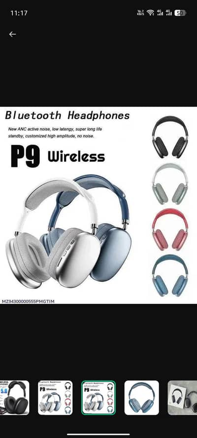 Black Over-Ear Headphones ABS Plastic Lightweight Comfortable
