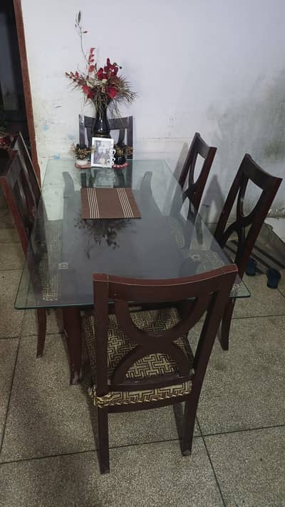 Solid wooden dining table with 6 chairs