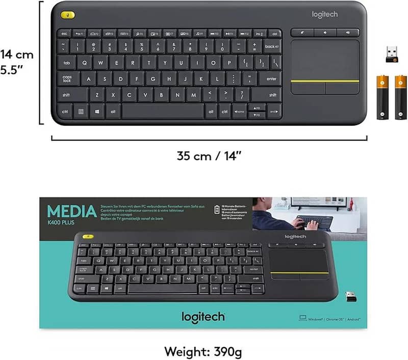 Logitech K400 Plus Wireless Keyboard with TouchPad 0